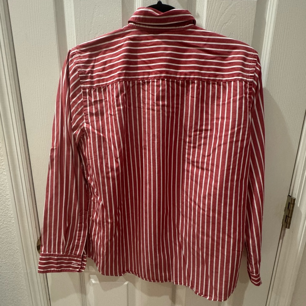 Lauren by Ralph Lauren Striped Button Down Shirt in Red and White - Picture 4 of 4